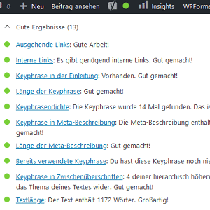 Beispiel einer Yoast-Bewertung