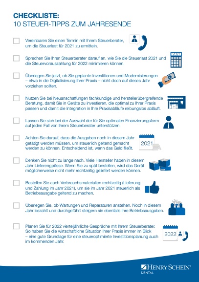 Checkliste Steuer Sparen 2021 Praxisinhaber